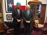 Ambassador Navtej Sarna warmly received by Congressman Joe Barton . Discussed #IndiaUSbonds, including cooperation in energy sector.