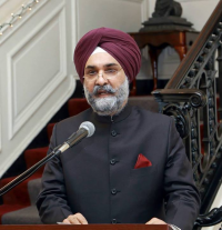 Charge d\' Affaires, Taranjit Singh Sandhu addressing the gathering. &mdash; with Taranjit Sandhu.