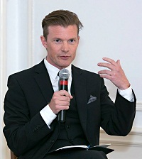 Film Narrator Mr. Johan Norberg during the Panel Discussion at 'Premier Screening of 'India Awakes' and Discussion with Film Crew" event at the Embassy of India, Washington DC on August 13, 2015.