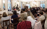 Discussant Dr. Alyssa Ayres, Council on Foreign Relations, engages in a discussion with Ambassador Arun K. Singh.