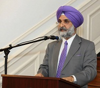 Deputy Chief of Mission, Ambassador Taranjit Singh Sandhu addressing the guests at the Panel Discussion event 'The Contemporary Scene: The Links Between Indian Theatre and Cinema' , at the Embassy of India, Washington DC on August 20