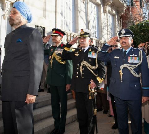 Singing of the National Anthem on the occasion of 69th Republic Day of India on January 26, 2018.