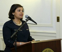 Ms Anshita Kumar, Director of Play 'Here We Are', introducing the Play