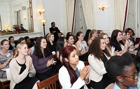 Woman students from colleges in New York , California and other places from across the US, during Briefing Session at the Embassy on May 19, 2015.
