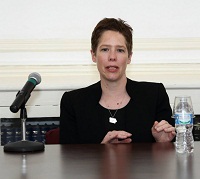 Sara Veldhuizen Stealy, Global New Media Advisor, US State Department, during the panel discussion.