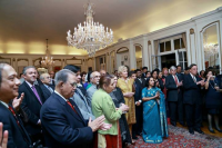 Ambassador Nirupama Rao addressing the gathering at her farewell reception hosted at the Embassy Residence on October 30, 2013.