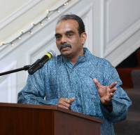 Shashidharan Nair,  Choreographer of  \'Ramayana: a Dance Drama\' speaking on the occasion.