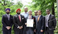 Ambassador Dr. S. Jaishankar with the congratulatory message sent by Governor Martin O'Malley of Maryland on the occasion of Baisakhi.