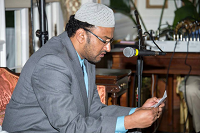 Mr. Aliuddin Mohammad of Hyderabad Association of Washington Metropolitan Area, presenting English Translation of Invocation at Celebration of Eid-ul-Fitr function at Embassy Residence on August 8, 2015.