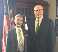 Ambassador Dr. S. Jaishankar meeting with Congressman Joe Crowley of New York on July 15, 2014.