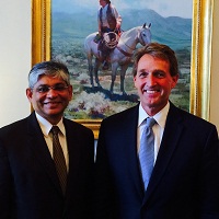 Ambassador Arun K. Singh meeting with Senator Jeff Flake (Arizona) on July 22, 2015.