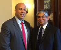 Ambassador Arun K. Singh meeting with Senator Cory Booker (New Jersey) on July 15, 2015