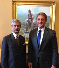 Ambassador Dr. S. Jaishankar meeting with U.S. Senator Jeff Flake of Arizona on February 25, 2014