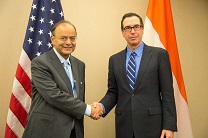 Hon'ble Minister for Finance, Defence and Corporate Affairs, Mr. Arun Jaitley meeting United States Secretary of the Treasury, Mr. Steven Mnuchin on 21 April, 2017