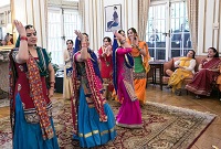 Giddha dance performance by a team consisting of Paramjit Chahal, Ravinder Sanghera, Birpal Bhuller, Neeraj Sood, Supreet Kaur, Veerpal Brar, Ramandeep Kaur and Dilpreet Kaur, at the 'Baisakhi' celebrations hosted at the Embassy Residence on April 23, 2016.