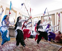 Bhangra dance performance by Virginia School of Bhangra consisting of Kiran Kaur Sandhu, Kirat Singh, Sumiran Sharma, Sadgi Singh Gill, Raveena Bilkhu, Jessica Kaur Aujla, Gurleen Matharoo and Nazpreet Kaur, at the 'Baisakhi' celebrations hosted at the Embassy Residence on April 23, 2016.