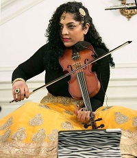 Violinist Nistha Raj performing during the cultural event "'Bhairavi Beatbox' - Hindustani Music Meets Hip Hop", presented by Embassy of India, Washington DC on May 20.