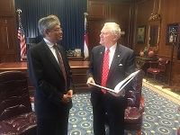 Ambassador Arun K. Singh meeting with Governor Nathan Deal of Georgia on February 24, 2016.