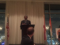 Ambassador Arun K. Singh addressing the Community at the reception held in honor of Ambassador