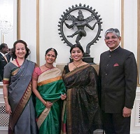 Ambassador Arun K. Singh and Dr. Maina Chawla Singh with artists.