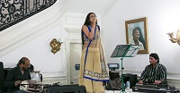 Singer Manjot Kaur performing during presentation of 'Chhalla: Life , Love & Lyrics - An Evening of Punjabi Music' by Embassy of India, Washington DC on January 29, accompanied by Adnan Masood (Keyboard), Ustad Bashir Khan (Banjo) and Ganesh Jagtap (Dholak).