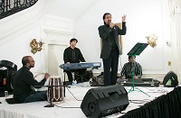 Singer Raj Nijjar performing during presentation of 'Chhalla: Life , Love & Lyrics - An Evening of Punjabi Music' by Embassy of India, Washington DC on January 29, accompanied by Adnan Masood (Keyboard), Ustad Bashir Khan (Banjo) and Ganesh Jagtap (Dholak).