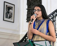 Singer Manjot Kaur performing during presentation of 'Chhalla: Life , Love & Lyrics - An Evening of Punjabi Music' by Embassy of India, Washington DC on January 29, accompanied by Adnan Masood (Keyboard), Ustad Bashir Khan (Banjo) and Ganesh Jagtap (Dholak).