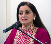 Ms Anita Puri emceeing the cultural event "'Chhalla: Life, Love and Lyrics' - An Evening of Punjabi Music", presented by Embassy of India, Washington DC on January 29.