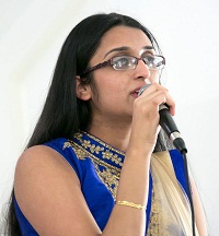 Singer Manjot Kaur performing during presentation of 'Chhalla: Life , Love & Lyrics - An Evening of Punjabi Music' by Embassy of India, Washington DC on January 29, accompanied by Adnan Masood (Keyboard), Ustad Bashir Khan (Banjo) and Ganesh Jagtap (Dholak).