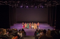 Panelists (from left to right) Odissi Dancer Arushi Mudgal, Bharatanatyam Dancer Dakshina Vaidyanathan, Bharatanatyam Dancer Rama Vaidyanathan, Bharatanatyam Dancer Chitra Chandrasekhar Dasarathy, Bharatanatyam Dancer Prof. C.V. Chandrasekhar, Bharatanatyam Dancer Jaya Chandrasekhar and Moderator Jonathan Hollander during 'Dancing Across Generations: Performance and Panel Discussion' cultural event presented by Embassy of India, Washington DC, in collaboration with Dakshina Dance Company, at Atlas Performing Arts Centre on October 29, 2015.