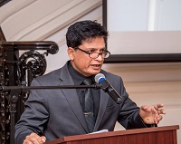 Attache Y. K. Batra anchoring the event during Constitution Day Celebrations at the Embassy of India on December 9, 2016.