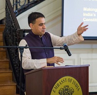 Mr. Vikram Raghavan, constitutional expert, delivering his lecture on the topic "The "Making of India's Constitution: American Influences and Contributions" during Constitution Day Celebrations at the Embassy of India on December 9, 2016.