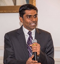 First Secretary Satish Sivan Moderating Q&A during "The Making of India's Constitution: American Influences and Contributions", during Constitution Day Celebrations at the Embassy of India on December 9, 2016.