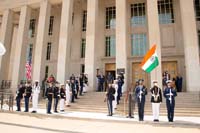 US Secretary of Defense Dr Ashton Carter hosts an honour cordon to welcome Defence Minister Shri Manohar Parrikar to the Pentagon in Washington on August 29, 2016.
