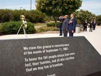 Defence Minister Shri Manohar Parrikar and US Secretary of Defense Dr Ashton Carter pay respects at the 911 Memorial at Pentagon on August 29, 2016.