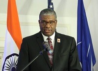 Mr. Ronald A. Stroman, US Deputy Postmaster General addressing the gathering at the Diwali Celebration and Diwali Forever Stamp Dedication event hosted by the Embassy of India, Washington, DC, on November 18.
