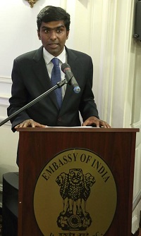 Vote of Thanks by First Secretary Mr. Satish Kumar Sivan at the Diwali Celebration and Diwali Forever Stamp Dedication event hosted by the Embassy of India, Washington, DC, on November 18.