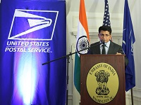 Attache Y. K. Batra emceeing the Diwali Celebration and Diwali Forever Stamp Dedication event hosted by the Embassy of India, Washington, DC, on November 18.