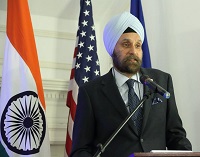 Ambassador Navtej Sarna addressing the gathering at the Diwali Celebration and Diwali Forever Stamp Dedication event hosted by the Embassy of India, Washington, DC, on November 18.