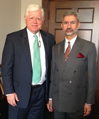 Ambassador Dr. S. Jaishankar meeting with Congressman John Larson of Connecticut on January 28, 2014.
