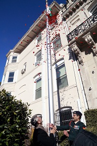 Ambassador Dr. S. Jaishankar unfurling the National Flag.