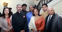 Ambassador Dr. S. Jaishankar and Mrs. Kyoko Jaishankar with the artists.