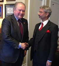 Ambassador Dr. S. Jaishankar with Congressman George Holding of North Carolina - January 13, 2014.