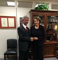 Ambassador Dr. S. Jaishankar meeting with Senator Dianne Feinstein, Chair of Senate Select Committe on Intelligence on January 13, 2014.