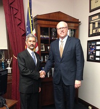 Ambassador Dr. S. Jaishankar with Congressman Joe Crowley, Co-Chair of House India Caucus, on Jan. 15, 2014