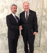 Ambassador Dr. S. Jaishankar with Congressman Steve Chabot, Chairman of House Foreign Affairs Subcommittee on Asia and the Pacific, on Jan. 15, 2014.