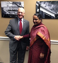 Foreign Secretary Sujatha Singh meeting with Eric L. Hirchhorn, Under Secretary, Department of Commerce on December 11, 2013. (Photo: Embassy of India)