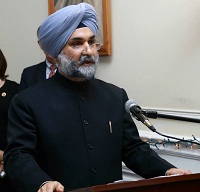 Charge d`Affaires Ambassador Taranjit Singh Sandhu addressing the gathering.