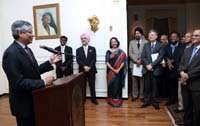 Ambassador Arun K. Singh addressing the gathering at his farewell reception hosted by the Embassy on September 21.