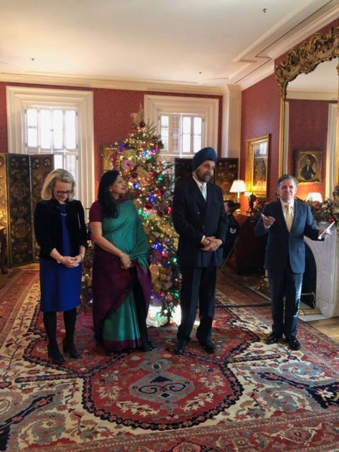 Ambassador Sean P. Lawler Chief of Protocol of the United States welcoming the gathering at the farewell of Ambassador Navtej Sarna organized by U.S. Department of State at Blair House on December 13, 2018.
